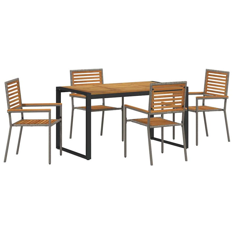 vidaXL Kert étkező szett 5 pcs Szürke és Fa 140 x 80 x 75 cm