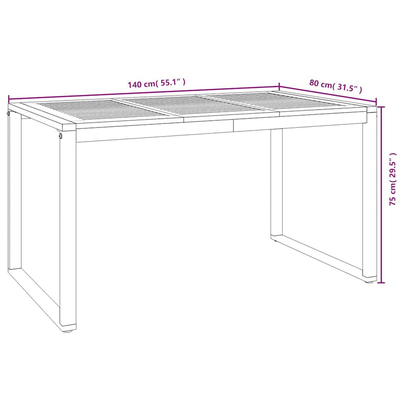 vidaXL Kert étkező szett 5 pcs Szürke és Fa 140 x 80 x 75 cm