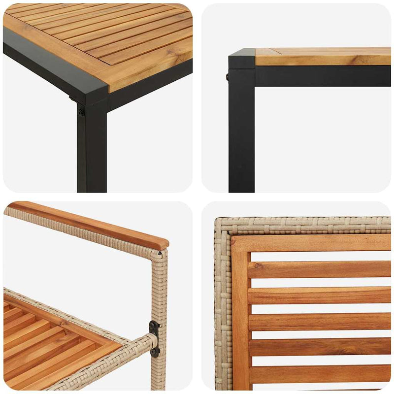 vidaXL Kert étkező szett 5 pcs Bézs 140 x 80 x 75 cm polirattan