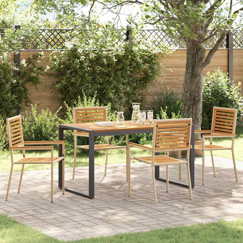 vidaXL Kert étkező szett 5 pcs Bézs 140 x 80 x 75 cm polirattan