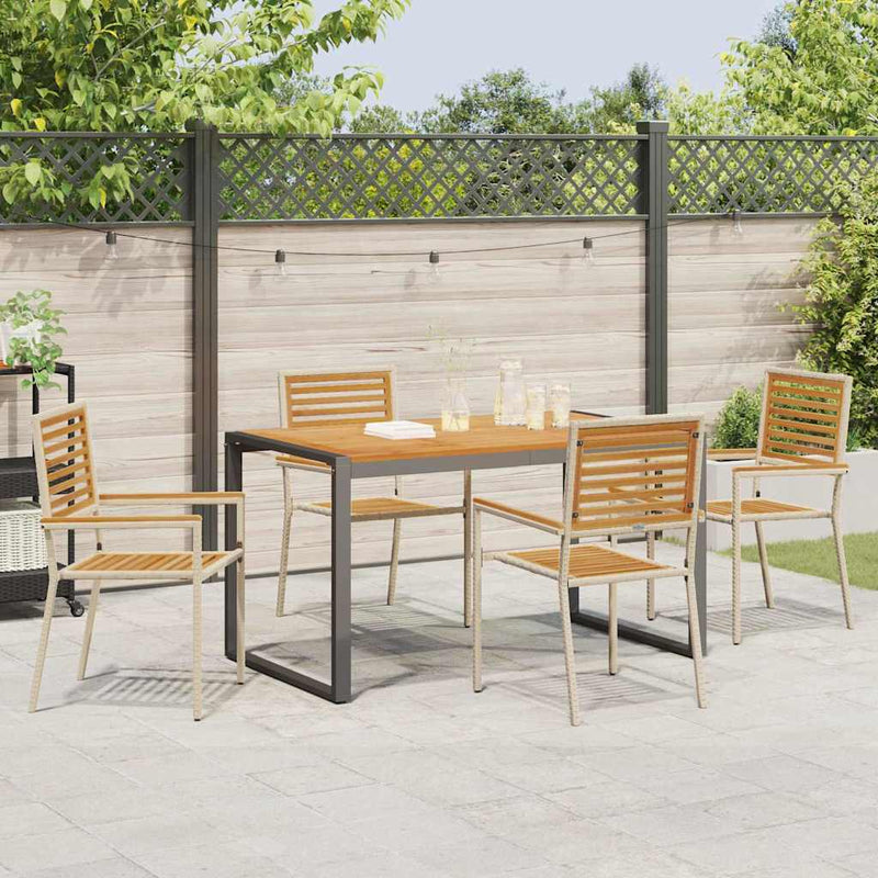 vidaXL Kert étkező szett 5 pcs Bézs 140 x 80 x 75 cm polirattan