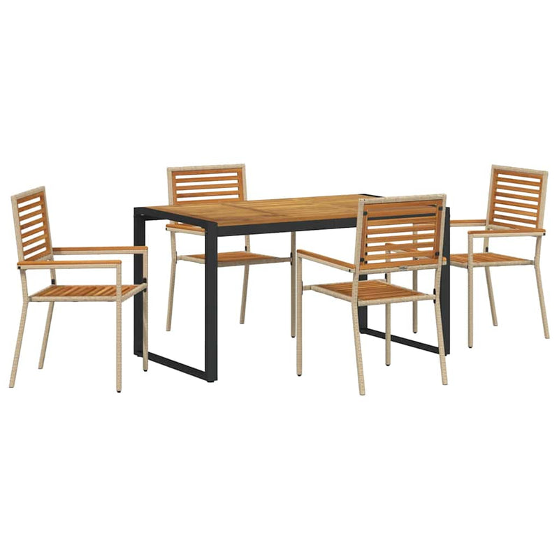 vidaXL Kert étkező szett 5 pcs Bézs 140 x 80 x 75 cm polirattan