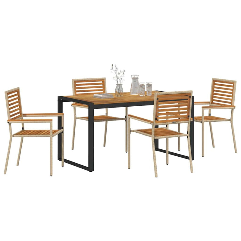 vidaXL Kert étkező szett 5 pcs Bézs 140 x 80 x 75 cm polirattan