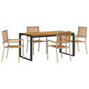 vidaXL Kert étkező szett 5 pcs Beige és barna polirattan