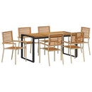 vidaXL Kert étkező szett 7 pcs Beige és barna polirattan
