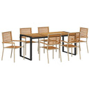 vidaXL Kert étkező szett 7 pcs Beige és barna polirattan