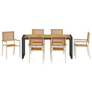 vidaXL Kert étkező szett 7 pcs Beige és barna polirattan