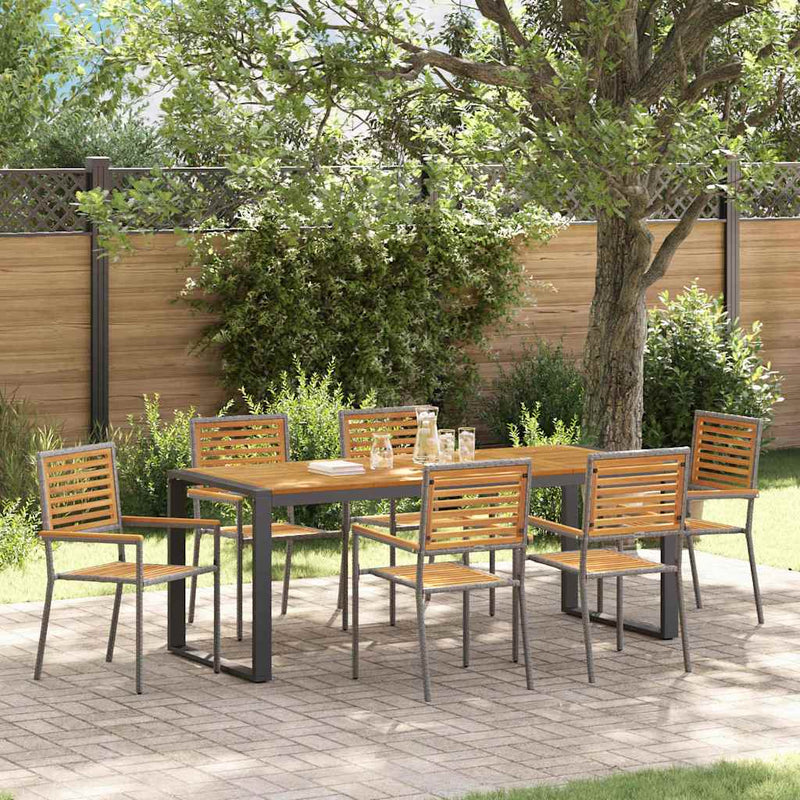 vidaXL Kert étkező szett 7 pcs Szürke 200 x 80 x 75 cm polirattan