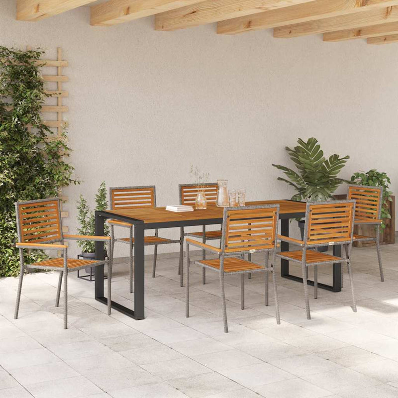 vidaXL Kert étkező szett 7 pcs Szürke 200 x 80 x 75 cm polirattan