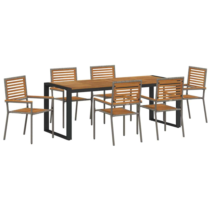 vidaXL Kert étkező szett 7 pcs Szürke 200 x 80 x 75 cm polirattan