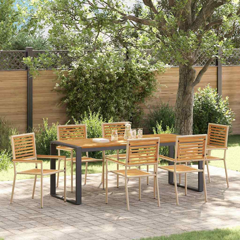 vidaXL Kert étkező szett 7 pcs Beige és barna 200 x 80 x 75 cm