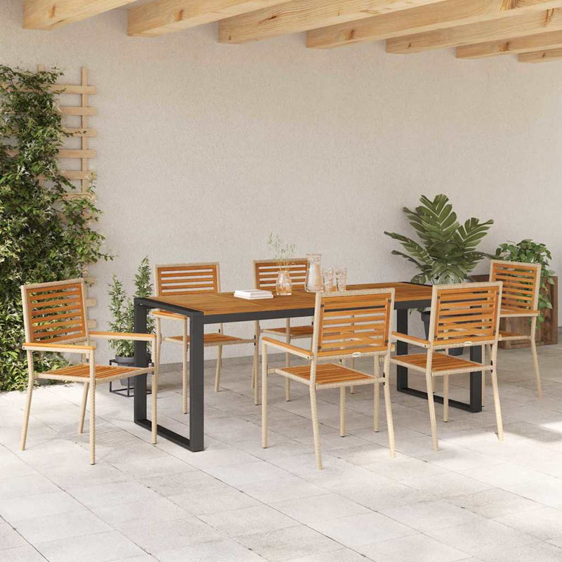 vidaXL Kert étkező szett 7 pcs Beige és barna 200 x 80 x 75 cm