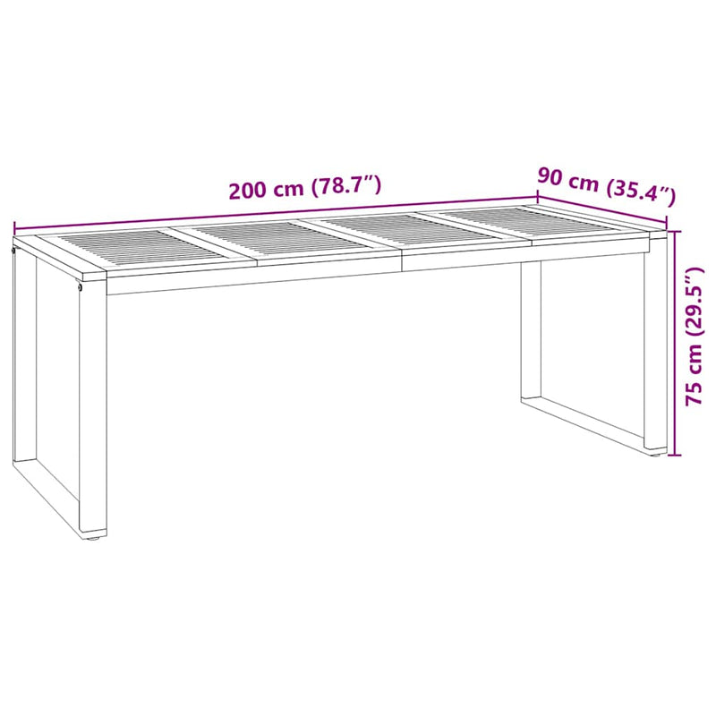 vidaXL Kert étkező szett 9 pcs Fekete és Fa 200 x 80 x 75 cm