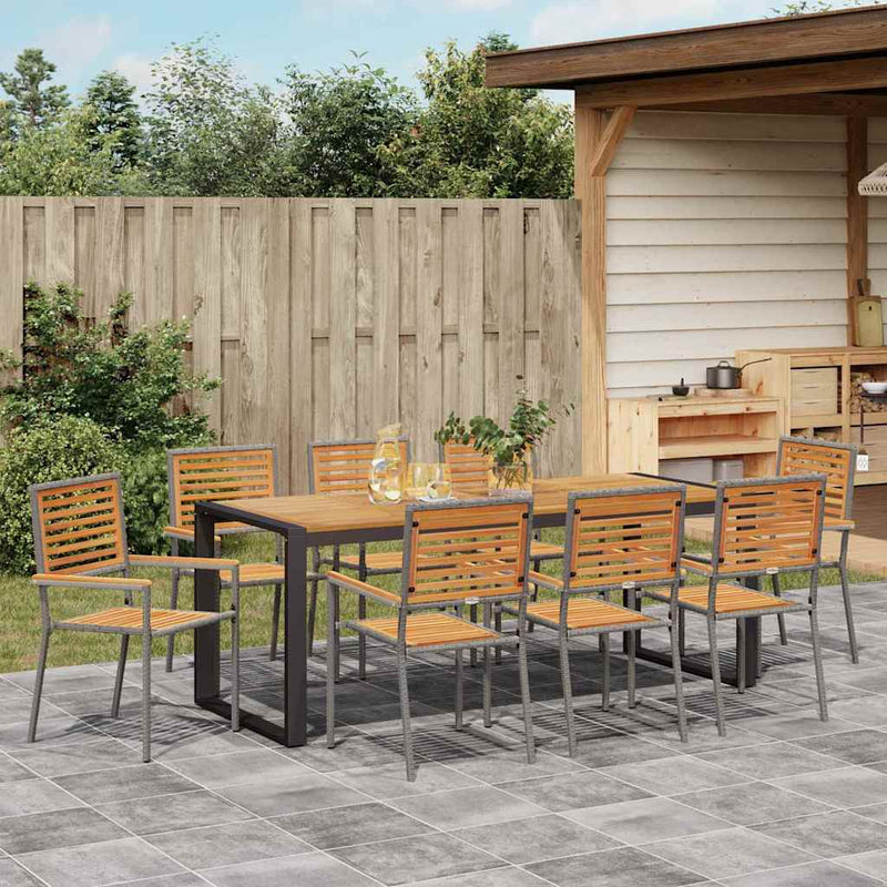 vidaXL Kert étkező szett 9 pcs Szürke és Fa 200 x 80 x 75 cm