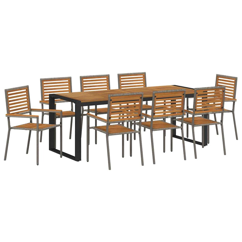 vidaXL Kert étkező szett 9 pcs Szürke és Fa 200 x 80 x 75 cm