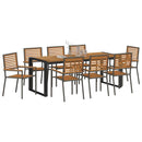 vidaXL Kert étkező szett 9 pcs Szürke és Fa polirattan