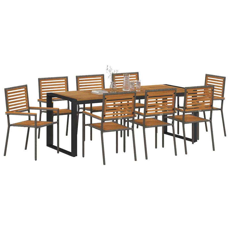 vidaXL Kert étkező szett 9 pcs Szürke és Fa 200 x 80 x 75 cm