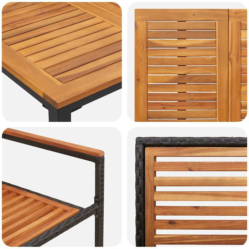 vidaXL Kert étkező szett 5 pcs Fekete 150 x 90 x 75 cm polirattan