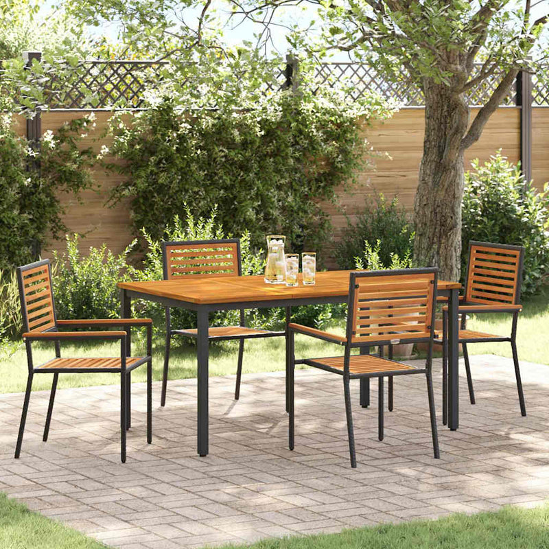 vidaXL Kert étkező szett 5 pcs Fekete 150 x 90 x 75 cm polirattan