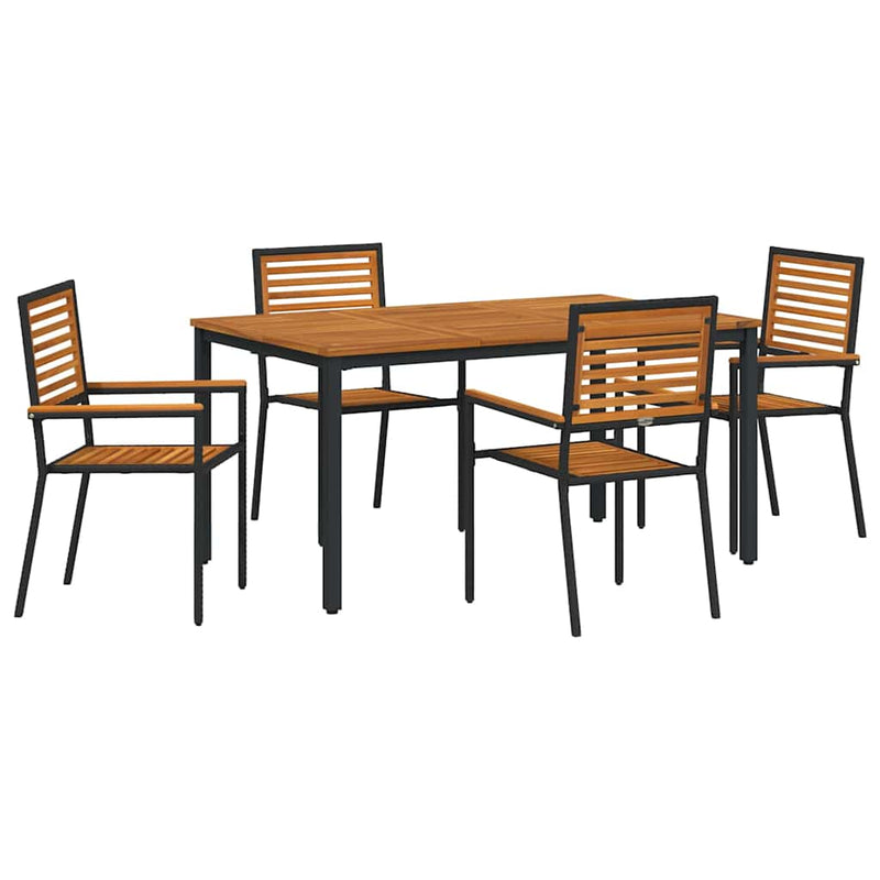 vidaXL Kert étkező szett 5 pcs Fekete 150 x 90 x 75 cm polirattan