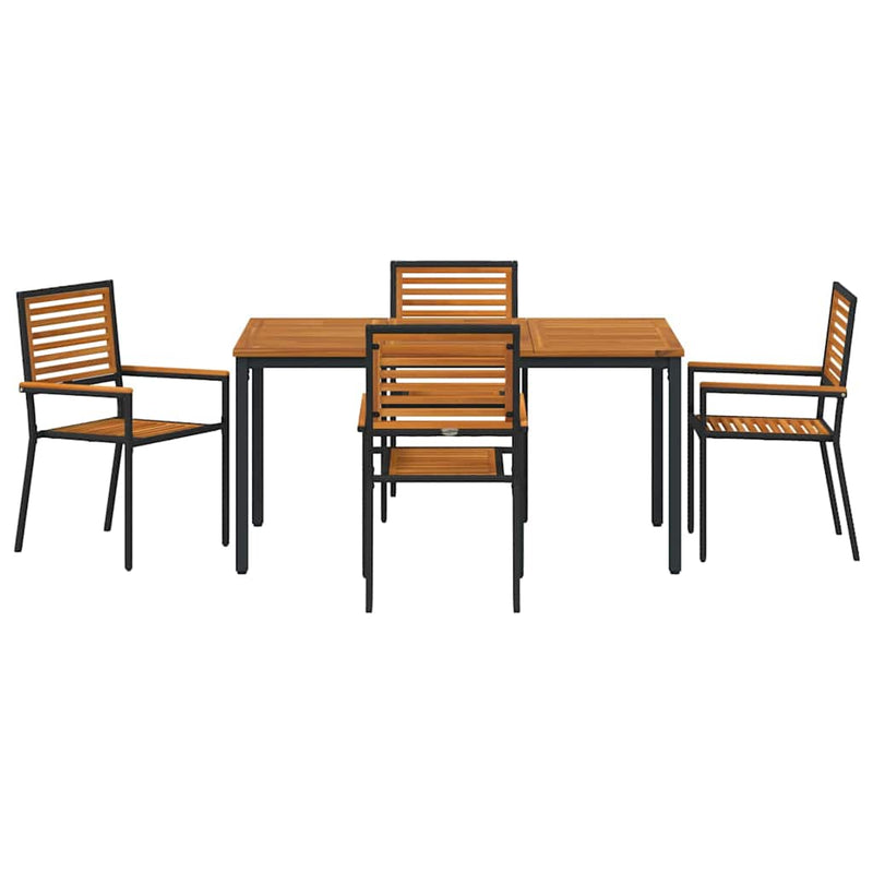 vidaXL Kert étkező szett 5 pcs Fekete 150 x 90 x 75 cm polirattan