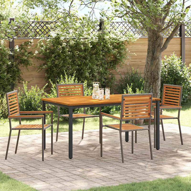 vidaXL Kert étkező szett 5 pcs Szürke 150 x 90 x 75 cm polirattan