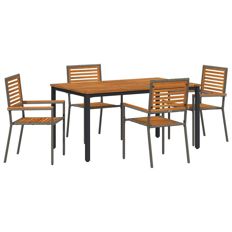 vidaXL Kert étkező szett 5 pcs Szürke 150 x 90 x 75 cm polirattan