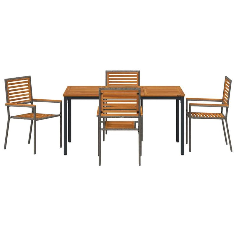 vidaXL Kert étkező szett 5 pcs Szürke 150 x 90 x 75 cm polirattan