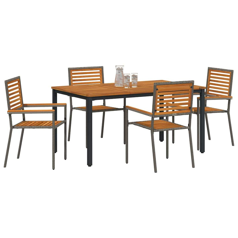 vidaXL Kert étkező szett 5 pcs Szürke 150 x 90 x 75 cm polirattan