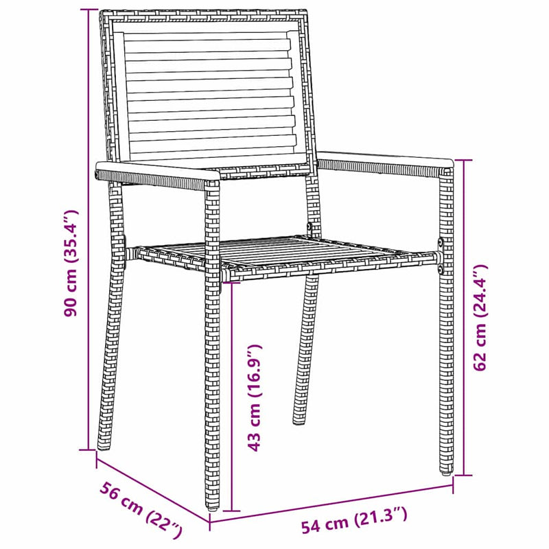 vidaXL Kert étkező szett 5 pcs Szürke 150 x 90 x 75 cm polirattan