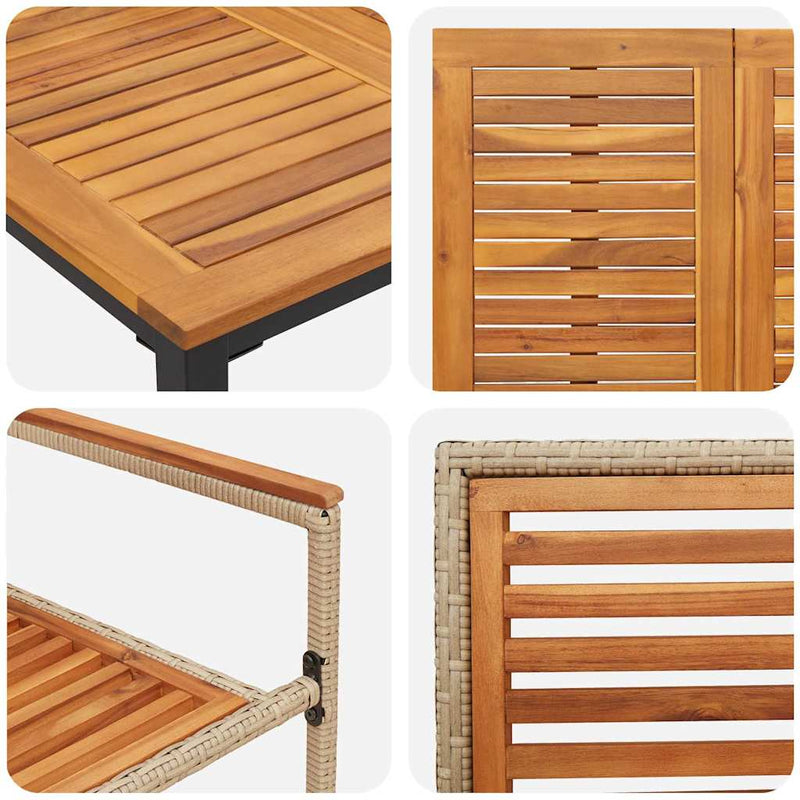 vidaXL Kert étkező szett 4 pcs Bézs 150 x 90 x 75 cm polirattan