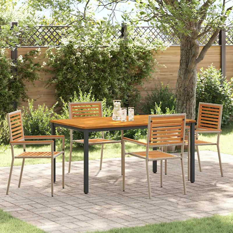 vidaXL Kert étkező szett 4 pcs Bézs 150 x 90 x 75 cm polirattan