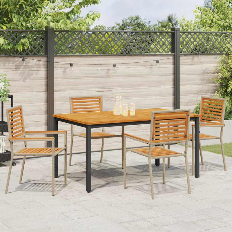 vidaXL Kert étkező szett 4 pcs Bézs 150 x 90 x 75 cm polirattan