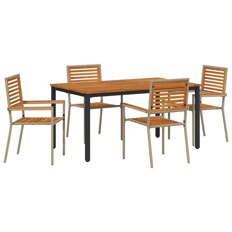 vidaXL Kert étkező szett 4 pcs Bézs 150 x 90 x 75 cm polirattan