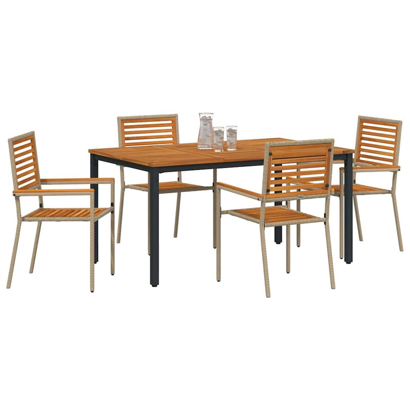 vidaXL Kert étkező szett 4 pcs Bézs 150 x 90 x 75 cm polirattan