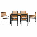 vidaXL Kert étkező szett 7 pcs Fekete 150 x 90 x 75 cm polirattan