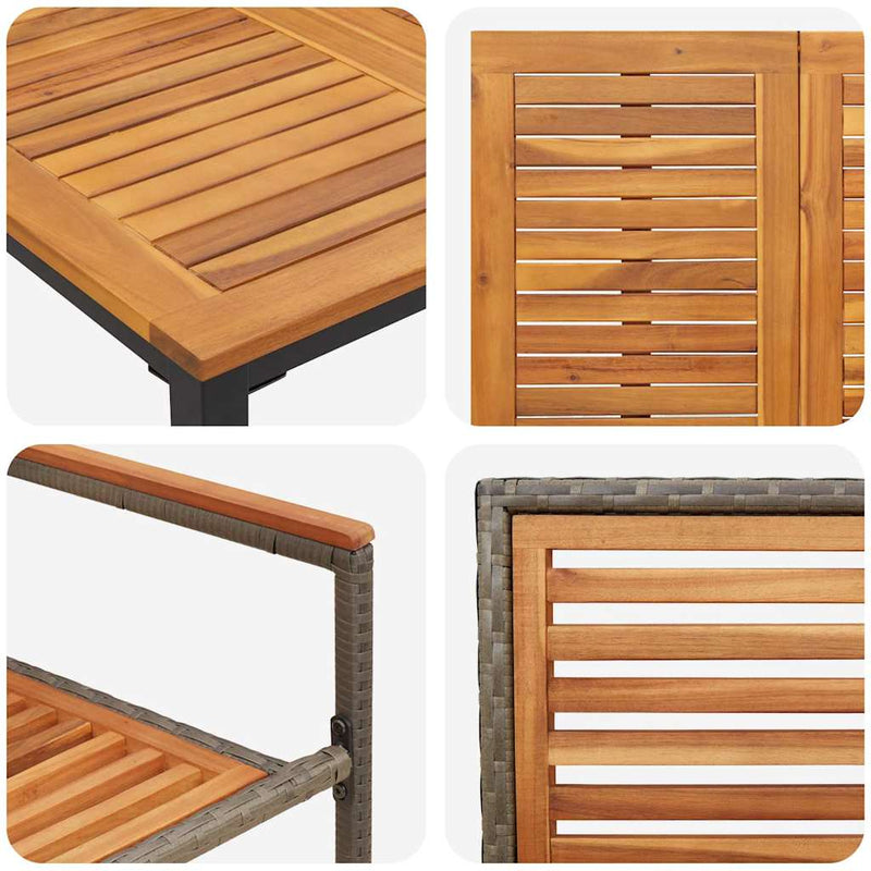 vidaXL Kert étkező szett 7 pcs Szürke és természetes polirattan