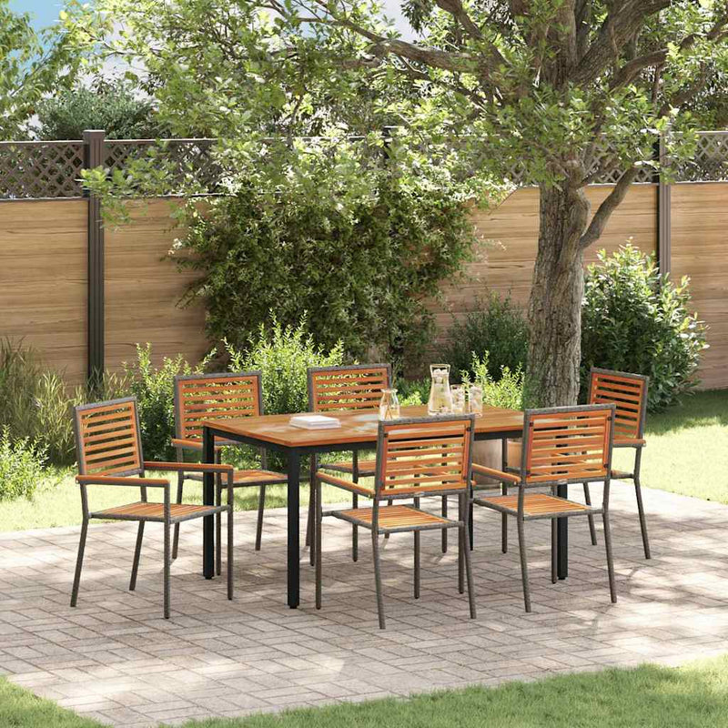 vidaXL Kert étkező szett 7 pcs Szürke és természetes 150 x 90 x 75 cm