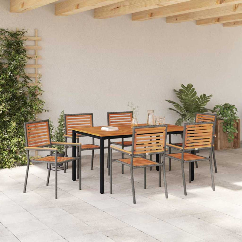 vidaXL Kert étkező szett 7 pcs Szürke és természetes 150 x 90 x 75 cm