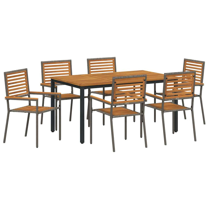 vidaXL Kert étkező szett 7 pcs Szürke és természetes 150 x 90 x 75 cm