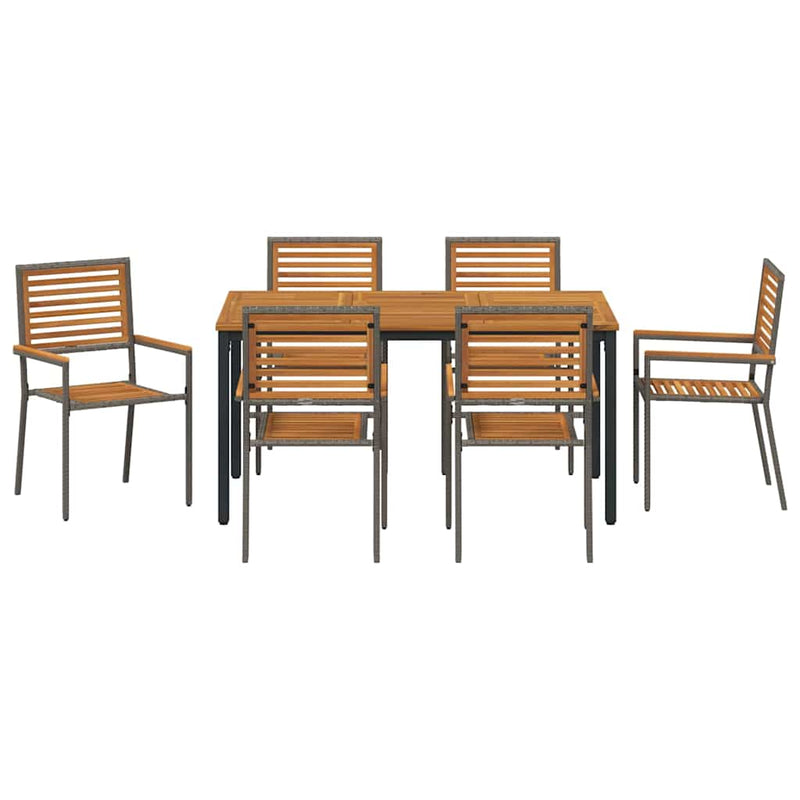 vidaXL Kert étkező szett 7 pcs Szürke és természetes 150 x 90 x 75 cm