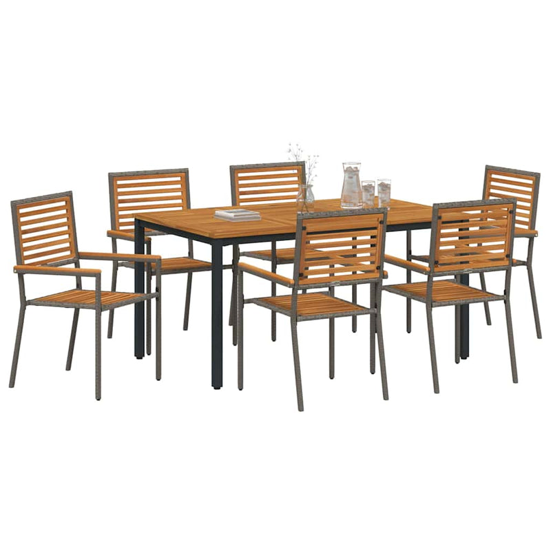 vidaXL Kert étkező szett 7 pcs Szürke és természetes 150 x 90 x 75 cm