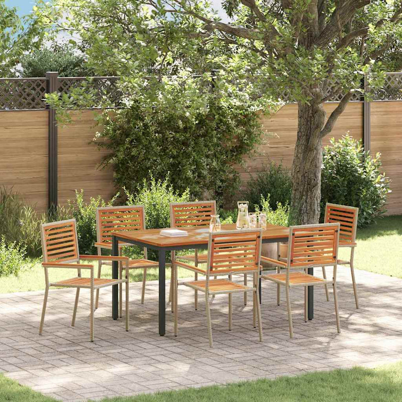 vidaXL Kert étkező szett 7 pcs Beige és barna 150 x 90 x 75 cm