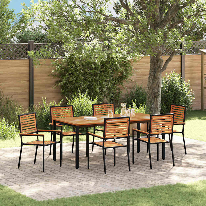 vidaXL Kert étkező szett 7 pcs Fekete és Fa 180 x 90 x 75 cm
