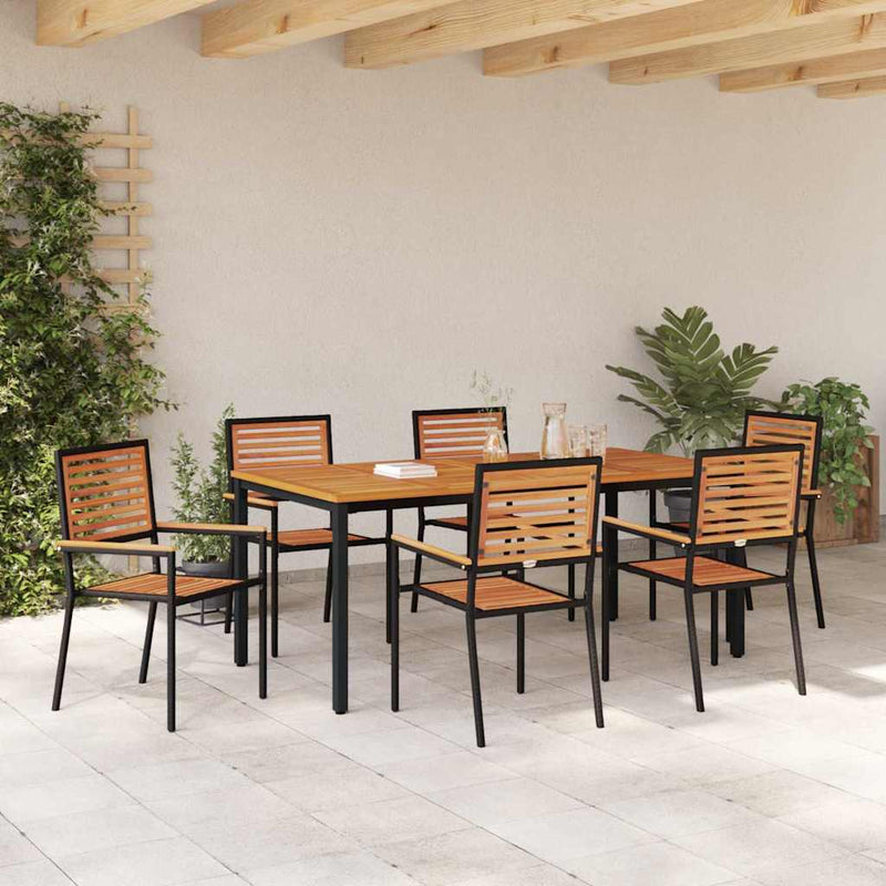 vidaXL Kert étkező szett 7 pcs Fekete és Fa 180 x 90 x 75 cm