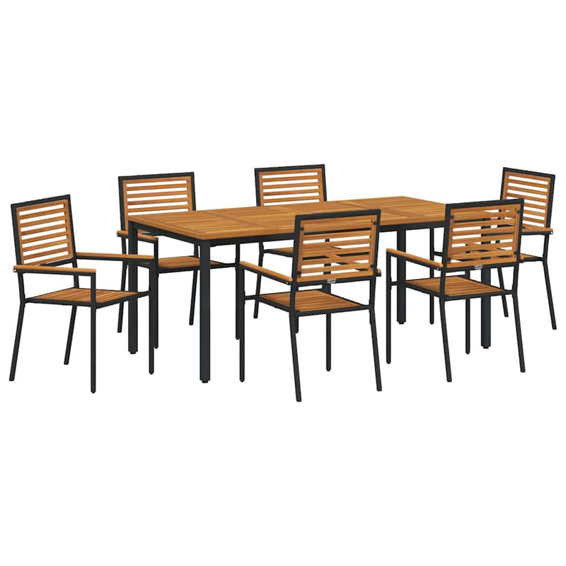 vidaXL Kert étkező szett 7 pcs Fekete és Fa 180 x 90 x 75 cm