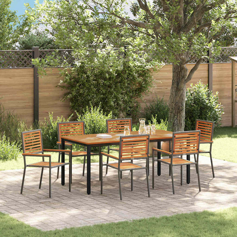 vidaXL Kert étkező szett 7 pcs Szürke 180 x 90 x 75 cm polirattan