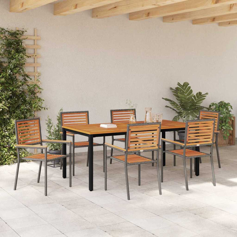 vidaXL Kert étkező szett 7 pcs Szürke 180 x 90 x 75 cm polirattan