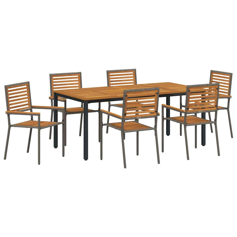 vidaXL Kert étkező szett 7 pcs Szürke 180 x 90 x 75 cm polirattan