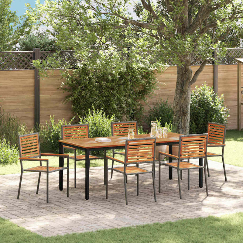 vidaXL Kert étkező szett 7 pcs Szürke és Barna 200 x 100 x 75 cm